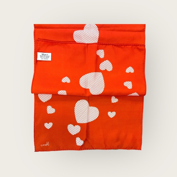 Vintage Vera Neumann Rectangle Heart Scarf Signed - Picture 5 of 6